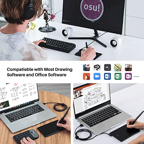 Drawing Tablet HUION H420X Graphics Drawing Tablet with 8192 Level Pressure Battery-Free Stylus, 4.17x2.6 inch Digital Art Tablet for OSU Game, Design, Teaching, Work with PC, Mac, Linux & Mobile - size: Small
