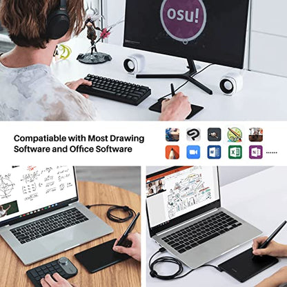 Drawing Tablet HUION H420X Graphics Drawing Tablet with 8192 Level Pressure Battery-Free Stylus, 4.17x2.6 inch Digital Art Tablet for OSU Game, Design, Teaching, Work with PC, Mac, Linux & Mobile - size: Small