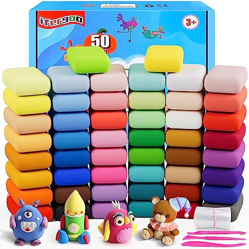 Modeling Clay - 50 Colors Air Dry Clay, DIY Molding Magic Clay for Slime add ins & Slime Supplies, Kids Toys Set for Boys and Girls - color: 50 Colors
