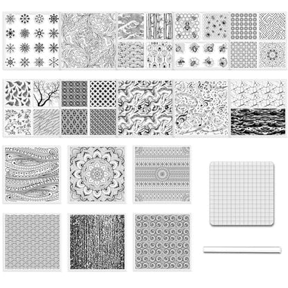 CHGCRAFT 16 Pcs 16 Style Artistic Pattern Polymer Clay Texture Sheets Musical Note Silicone Clay Texture Mat Modeling Pattern Pad Sheets for Jewelry and Earrings Tools, 5.5x5.5 inch