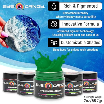 Eye Candy Resin Pigment Paste – Highly Pigmented Epoxy Color, 2 oz, Solid Non-Metallic, Mixable for Custom Shades (Ryokucha Green) - color: Ryokucha Green