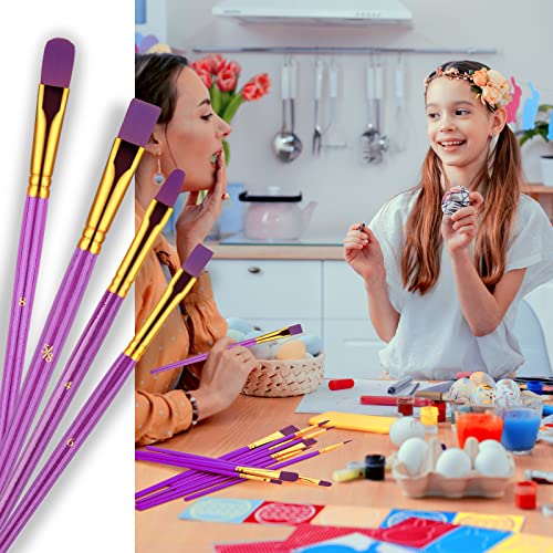 Paint Brushes Set, 30 Pcs Paint Brushes for Acrylic Painting, Watercolor Acrylic Oil Paint Brush, Artist Paintbrushes for Body Face Rock Canvas, Adult Drawing Arts Crafts Supplies, Purple - color: Nickel,purple