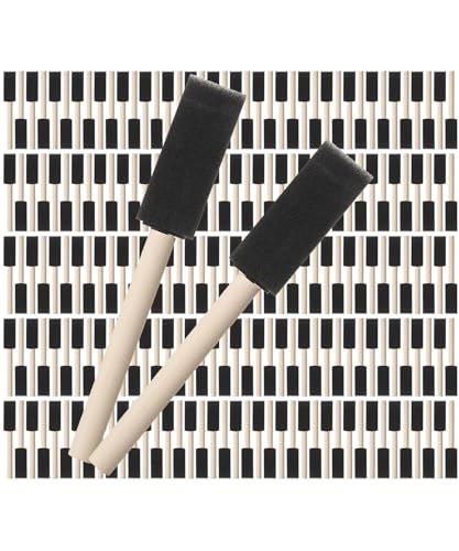Bates- Foam Paint Brushes, 1 Inch, 200 Pack, Wooden Handle, Sponge Brushes for Painting, Staining, Varnishes, Gluing and DIY Craft Projects on Wood, Metal & More - color: Black, size: 1 inch, 200 Pack
