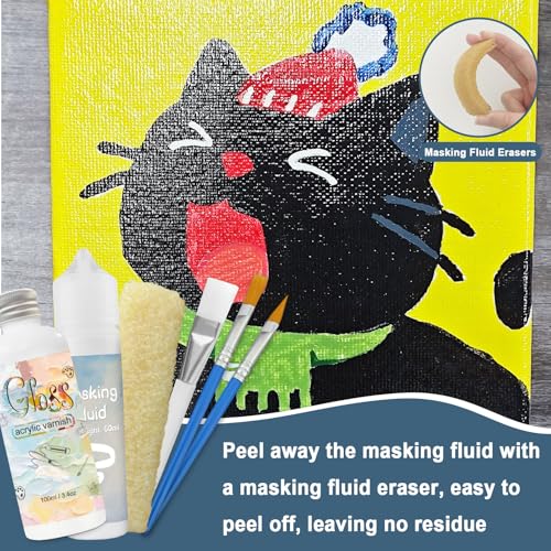 EIGTWEN Art Masking Fluid and Gloss Varnish for Acrylic Painting, It Prevents Paint from Adhering to The Masking Area,Easily Removable, Leaving No Residue
