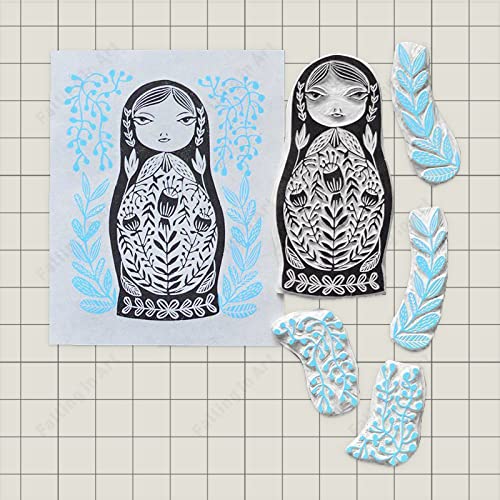 Falling in Art White Rubber Carving Block, 6" x 6" Easy Cut Lino Blocks, Soft Linoleum Block for Printmaking, Stamps, Crafts(2 Pack) - size: 6'' x 6'' 2 Pack