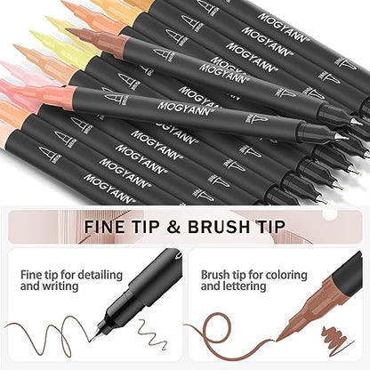 Skin Tone Markers, 12 Pack Dual Brush Pens for Art Drawing Sketching - color: Skin Tone