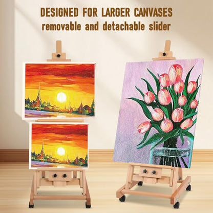 Painting Easel for Adults, Adjustable Angle Easel, Removable Floor Adjustable Easel with Brake Wheels for Artist, Lover of Painting - style: Model 2