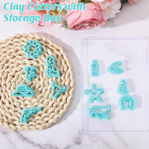 ORIGACH 12 Pcs Western Cowboy Clay Cutters, West Cowboy Polymer Clay Cutter for Earring Making Cowboy Hats Clothes Boots Revolvers Clay Cutters for Jewelry Making - style: Western Cowboy