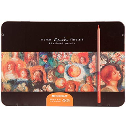 48 color oil color pencil, professional painting art, hand-painted color lead iron box