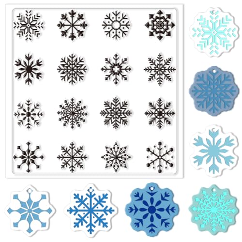 CHGCRAFT Polymer Clay Texture Sheets Winter Snowflakes Silicone Texture Stamp Christmas Clay Texture Mat Modeling Pattern Pad Texture Sheets for Polymer Clay Making Earrings Jewelry 5.5x5.5inch - style: Snowflakes