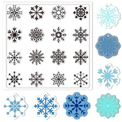 CHGCRAFT Polymer Clay Texture Sheets Winter Snowflakes Silicone Texture Stamp Christmas Clay Texture Mat Modeling Pattern Pad Texture Sheets for Polymer Clay Making Earrings Jewelry 5.5x5.5inch - style: Snowflakes