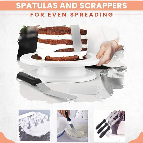 Cake Cream Spatulas, 3 Pieces of Cake Angled Spatula with Stainless Steel, Professional Cake Decorating, Pastry & Baking, Icing Frosting Cream Chocolate Cake Spatula (3 Pcs Black) - color: 3 Pcs Black