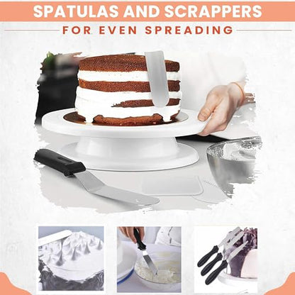 Cake Cream Spatulas, 3 Pieces of Cake Angled Spatula with Stainless Steel, Professional Cake Decorating, Pastry & Baking, Icing Frosting Cream Chocolate Cake Spatula (3 Pcs Black) - color: 3 Pcs Black