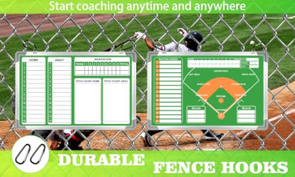 Magnetic Baseball Lineup Board, Softball Lineup Board, Baseball Accessories | Waterpfoof Softball Board with Lineup Cards for Dugout|Baseball Dry Erase Tactics Board|Baseball Clipboard for Coaches - color: Baseball-green