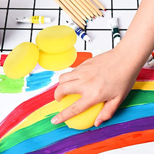 WAFJAMF 8 Pcs Round Painting Sponge 2.96inch Yellow Artist Sponges Watercolors Sponges for Face Painting Art Crafts - size: 8PCS