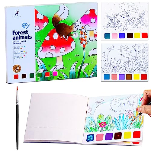 YXOTJHS Paint with Water Books, Watercolor Coloring Books for Kids Ages 4-8, Mess Free Water Painting Book for Toddlers 2-4, Arts and Crafts for Kids 4-6 Girls Boys Gifts - color: Forest animals