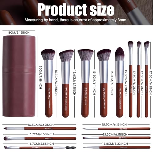 BS-MALL Makeup Brush Set 14 Pcs With Case - Foundation Brush, Concealer Brush, Blush Brush & Flawless Application – Complete Luxury Cosmetic Brush Kit For Travel & Daily Use (Brown) - color: Brown