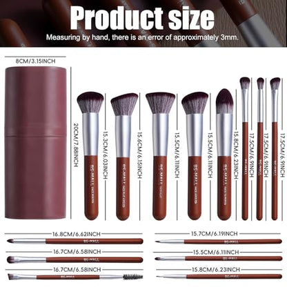 BS-MALL Makeup Brush Set 14 Pcs With Case - Foundation Brush, Concealer Brush, Blush Brush & Flawless Application – Complete Luxury Cosmetic Brush Kit For Travel & Daily Use (Brown) - color: Brown