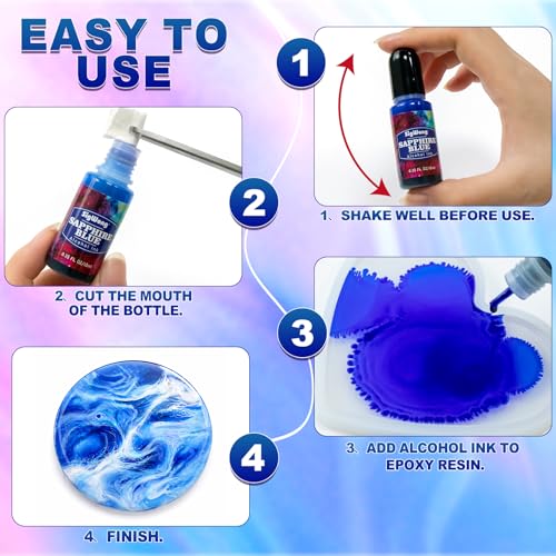 Alcohol Ink Set - 24 Bottles Vibrant Colors High Concentrated Alcohol-Based Ink, Concentrated Epoxy Resin Paint Colour Dye Great for Resin Petri Dish, Coaster, Painting, Tumbler Cup Making(10ml Each)