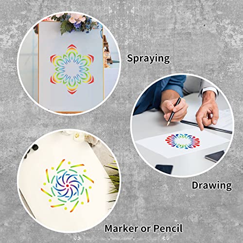 64 Pieces Stencils for Painting, Small Reusable Mandala Dot Stencil, Art Craft Template for Painting on Wood, Wall, Fabric, Rock, Chalkboard, Sign, DIY Art Scrapbook Projects(Mandala) - style: Mandala