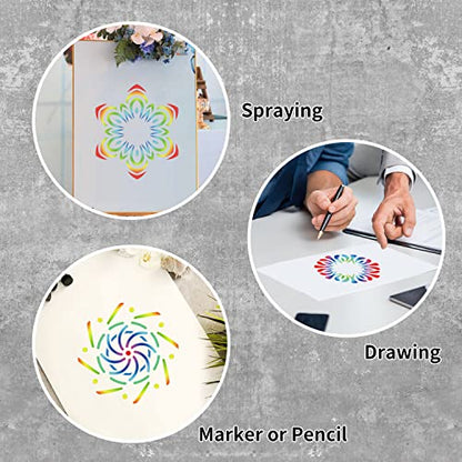 64 Pieces Stencils for Painting, Small Reusable Mandala Dot Stencil, Art Craft Template for Painting on Wood, Wall, Fabric, Rock, Chalkboard, Sign, DIY Art Scrapbook Projects(Mandala) - style: Mandala