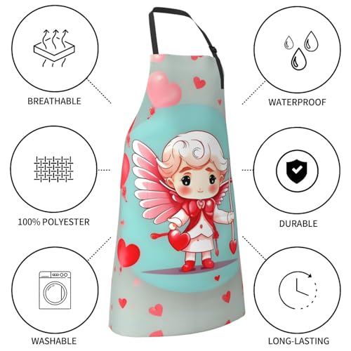 Cartoon heart sun Heavy Duty Waterproof Apron with Pockets for AdultsResistant Grilling, Gardening, Painting - color: Cute Loving Boy