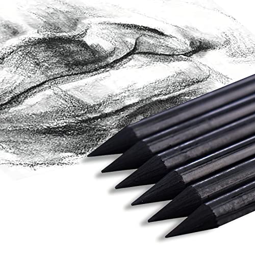 Artist Charcoal Sticks 24 PCS Professional Manga Sketch Drawing Charcoal Pencil Black/Pencil drawing sketch pencil without wood (Whole Lead Core 4B)