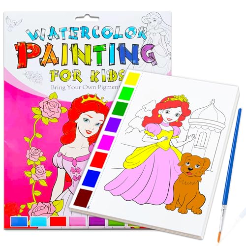 JZILU Watercolor Coloring Book for Kids, Paint with Water- Magic Paint Set Water Painting Book for Toddlers- Arts and Crafts Kit for Girls Boys Travel Activities -Stocking Stuffers for Kids - color: Princess