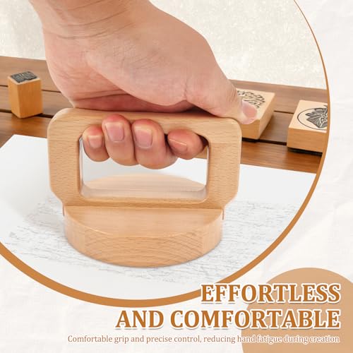 Block Printing Baren, Beech Wood Baren for Printmaking - Linocut Block Printing - Baren Printmaking Tool with Comfortable Ergonomic Handle for Block Printing, Crafting and Scrapbooking