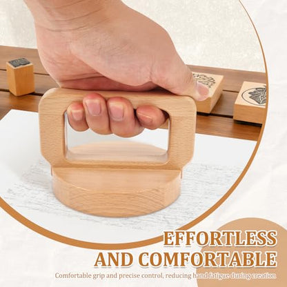 Block Printing Baren, Beech Wood Baren for Printmaking - Linocut Block Printing - Baren Printmaking Tool with Comfortable Ergonomic Handle for Block Printing, Crafting and Scrapbooking