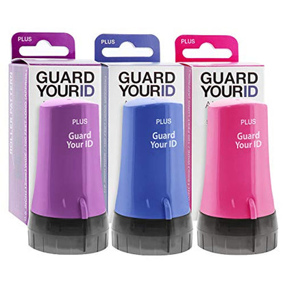 Guard Your ID Advanced Roller 3-Pack — Identity Theft Protection Stamp, Privacy Roller for Mail, Documents & Labels, Shredder Alternative, 1,000 Impressions per Roller (Blue, Pink, Purple) - color: Xtra Mixed: Blue Pink Purple, size: Regular 3-Pack