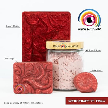 Eye Candy Pigments Premium True Red Mica Powder - Yamagata Red (50gr) - for Epoxy, Resin, Soap, Paint, Woodworking, Acrylic Pouring, Bath Bombs, Fishing Lures - DIY Arts and Crafts Additive - color: Yamagata Red