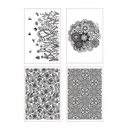 Flowers Leaves Pattern Polymer Clay Texture Sheets for Earring Jewerly Making,Boho Style Wildflowers Texture Mat for Polymer Clay Projects Polymer Clay Earrings Tools，4pcs/Pack