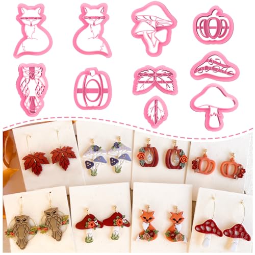 Keoker Fall Polymer Clay Cutters for Polymer Clay Jewelry, Pumpkin 10shapes Clay Earring Cutters - color: white B