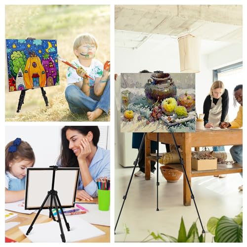 AROIC 8 Pack Painting Display Easel Stand Portable Adjustable Metal Tripod Artist Canvases Height from17to66Inch Extra Sturdy forTable-Top/Floor Painting, Drawingand Displaying,Black with8Storage Bag - style: 8P