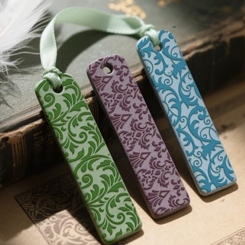 4 Pcs Retro Victorian Textures Pattern Polymer Clay Texture Sheet Ornamental Rubber Clay Texture Mat for Polymer Clays Making Earrings Jewelry DIY Crafts, 4 × 2.5 Inch - style: Retro Victorian