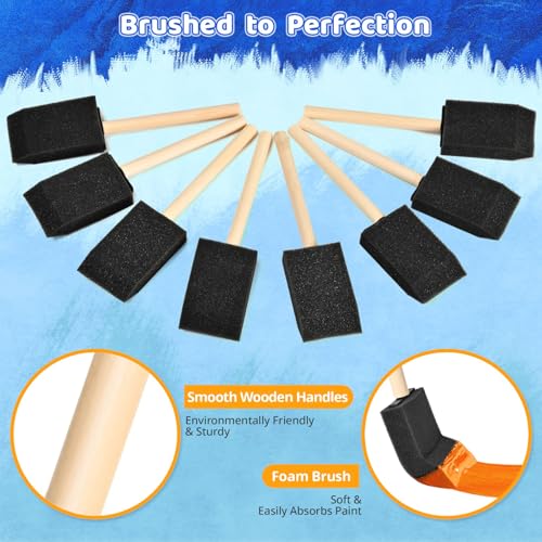 Foam Paint Brushes, 1.6 Inch, 8 Count, Sponge Paint Brush, Foam Brushes for Painting & Staining, Craft & Art Paint Sponges