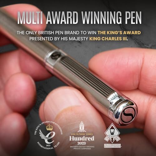 Scriveiner Stainless Steel Ballpoint Pen - Stunning Luxury Pen with Stainless Steel Finish, Schmidt Black Refill, Best Ball Pen Gift Set for Men & Women, Professional, Executive, Office, Nice Pens - color: 8. Stainless Steel with Chrome