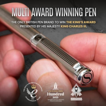Scriveiner Stainless Steel Ballpoint Pen - Stunning Luxury Pen with Stainless Steel Finish, Schmidt Black Refill, Best Ball Pen Gift Set for Men & Women, Professional, Executive, Office, Nice Pens - color: 8. Stainless Steel with Chrome