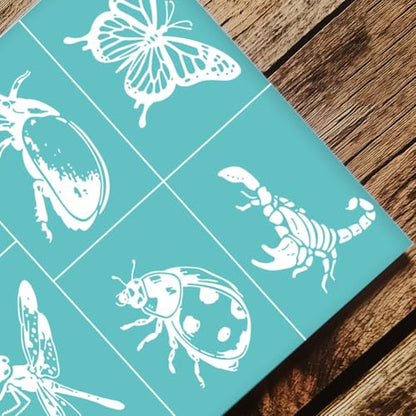 2 Sheets Insects Silkscreen Stencil, Butterfly Ladybird Honeybee Praying Mantis Painting Stencils Templates Reusable Self-Adhesive Silk Screen Printing for Wall Border Wood Fabric Home Decor - style: Insects