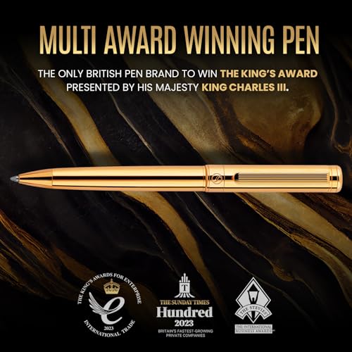 Scriveiner Gold Ballpoint Pen - Stunning Luxury Pen, Real Gold Plating, Schmidt Black Refill, Best Ball Pen Gift Set for Men & Women, Professional Executive Office, Nice Fancy Designer Pens - color: 3. Gold