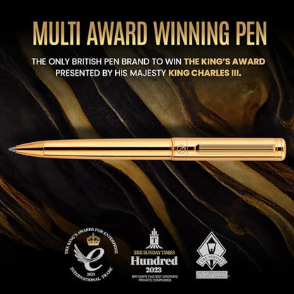 Scriveiner Gold Ballpoint Pen - Stunning Luxury Pen, Real Gold Plating, Schmidt Black Refill, Best Ball Pen Gift Set for Men & Women, Professional Executive Office, Nice Fancy Designer Pens - color: 3. Gold