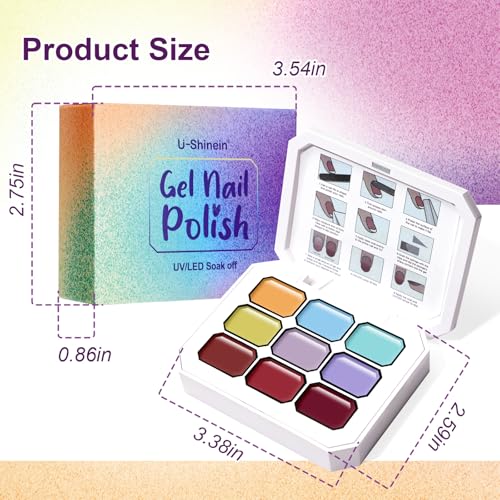Gradient Painting Gel, 9 Colors Ombre Gel Nail Polish with Summer Blue Sponging for Pigment Pat Kit Aura Nails, French Manicure Soak of UV DIY Nail Art Beachside Candy - color: Beachside Candy set