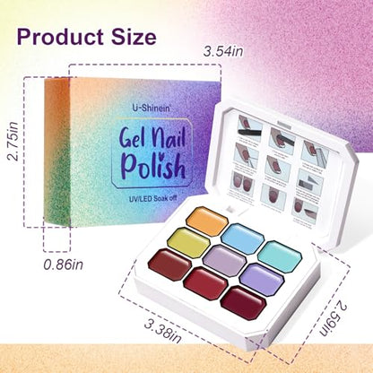 Gradient Painting Gel, 9 Colors Ombre Gel Nail Polish Summer Hot Bule for Pigment Pat Nails Aura Nails, French Manicure DIY Nail Art Soak of UV Palette Bechside Candy - color: F Bechside Candy