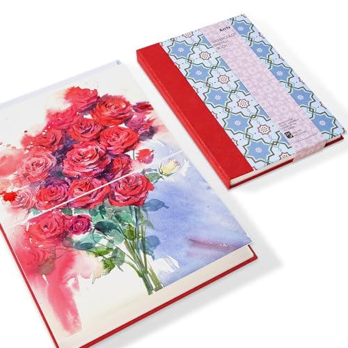 Arrtx Watercolor Sketchbook, 8.27x5.79'', 140 LB, 300 GSM, 100% Cotton Paper, Hot Press, 24 Sheets, Hardcover Watercolor Journal for Use As Travel Notebook for Artists Adults Students - size: 8.27x5.79''