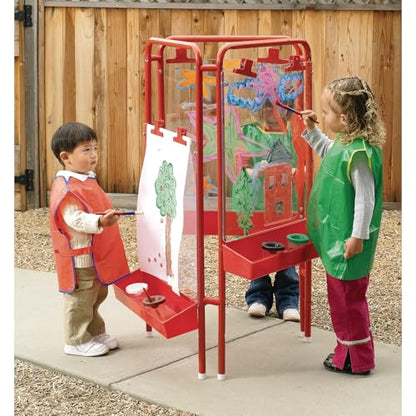Colorations 3-Way Indoor/Outdoor Acrylic Panel Easel, Adjustable Art and Craft Painting Easel - style: 3-Station, Red