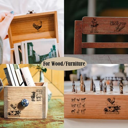 ZMRU 24 Sheets of Watercolor Style Rub on Transfers for Crafts - Perfect for Glass, Porcelain, Leather, Canvas, and Fabric Projects - IOD Transfers Included,3 * 3inch (Black & White Farms) - style: Black & White Farms