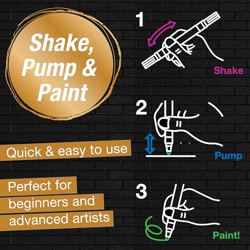 Faber-Castell Shake & Paint Markers: Metallic - 6 Count Dual Tip Acrylic Paint Pens, Markers Permanent for Clothes, Paint Markers for Wood, and Art Supplies - style: Metallic