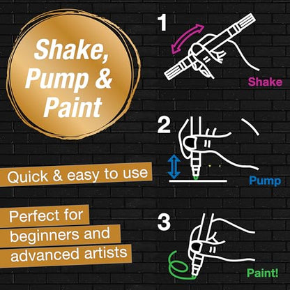 Faber-Castell Shake & Paint Markers: Metallic - 6 Count Dual Tip Acrylic Paint Pens, Markers Permanent for Clothes, Paint Markers for Wood, and Art Supplies - style: Metallic