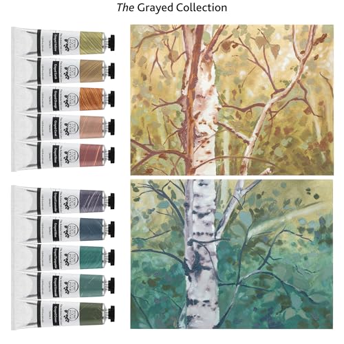 Tusc & Pine Artist Oil Paint - 40 ml Set of 10 - Warm and Cool Grayed- Non-Yellowing, Rich & Creamy Consistency, Maximum Pigment Load, Small Batch Milled Oil Paints Developed for Professional Artists - color: Warm and Cool Grayed, size: 13.5 Fl Oz (Pack o